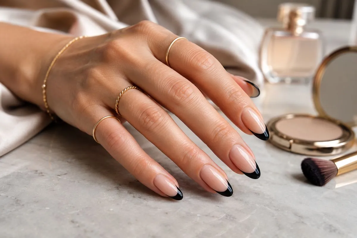 black french tip nails